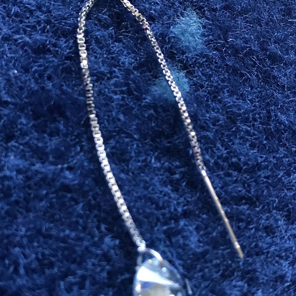 🆕Sterling Silver Rhinestone Pull Through Earring - Picture 7 of 8